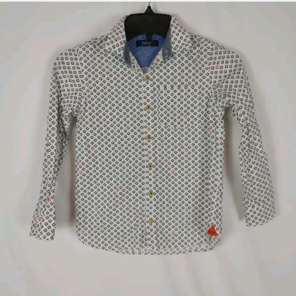 TED Baker Boys size 7 Nautical Sailor Print Button Down Oxford SHIRT Shipped wit